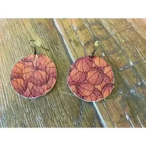 Boutique Basketball Leather Circle Earrings